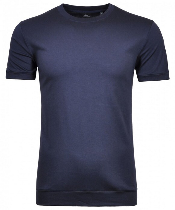 Ragman Uni Round Neck Pima Cotton with Cuffs T-Shirt Donker Blauw