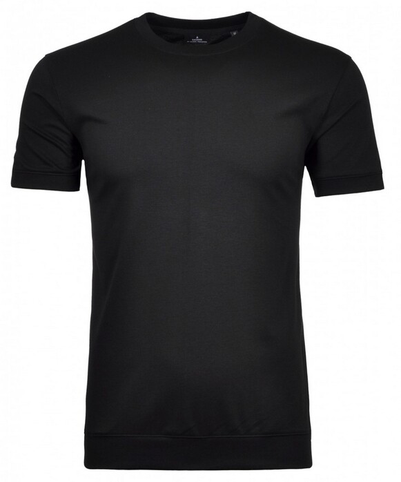 Ragman Uni Round Neck Pima Cotton with Cuffs T-Shirt Zwart