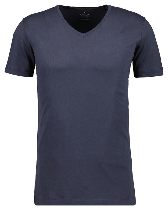 Ragman Uni V-Neck Bodyfit Single Jersey 2Pack T-Shirt Marine