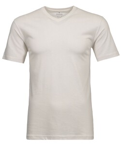 Ragman Uni V-Neck Single Jersey T-Shirt Ecru