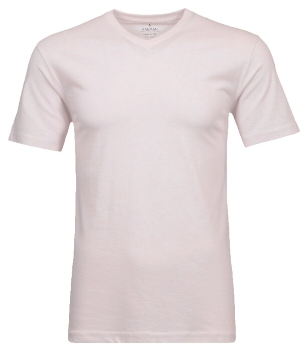 Ragman Uni V-Neck Single Jersey T-Shirt Roze