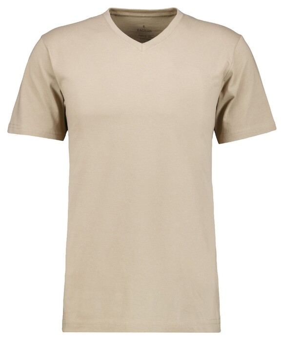 Ragman Uni V-Neck Single Jersey T-Shirt Walnut