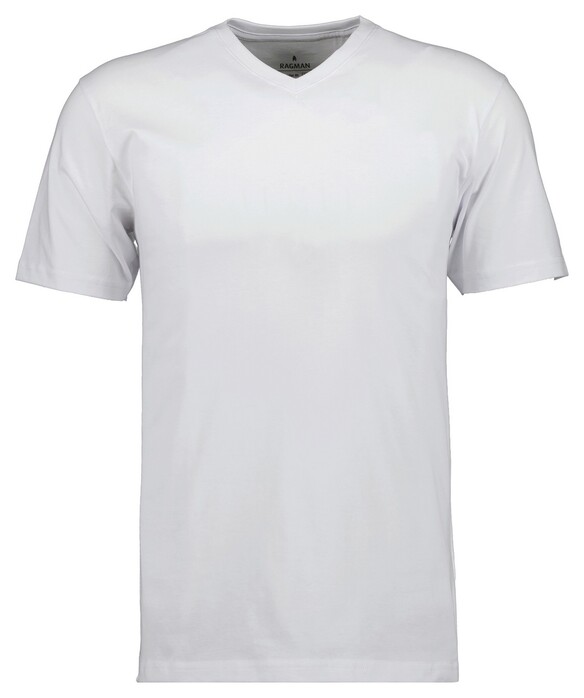 Ragman Uni V-Neck Single Jersey T-Shirt Wit