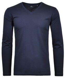 Ragman V-Neck Pima Cotton Luxury Longsleeve T-Shirt Dark Evening Blue