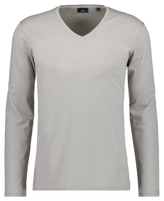 Ragman V-Neck Pima Cotton Luxury Longsleeve T-Shirt Licht Beige