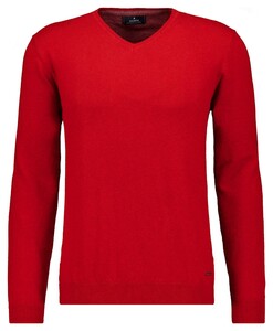 Ragman V-Neck Supersoft Cotton Cashmere Knitted Elbow Patches Trui Aardbei