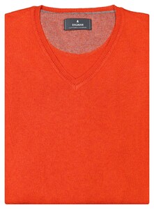 Ragman V-Neck Supersoft Cotton Cashmere Knitted Elbow Patches Trui Bright Red