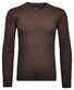Ragman V-Neck Supersoft Cotton Cashmere Knitted Elbow Patches Trui Bruin Melange