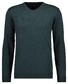 Ragman V-Neck Supersoft Cotton Cashmere Knitted Elbow Patches Trui Donker Groen Melange