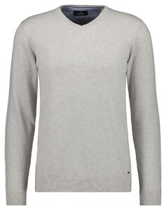 Ragman V-Neck Supersoft Cotton Cashmere Knitted Elbow Patches Trui Licht Grijs Melange