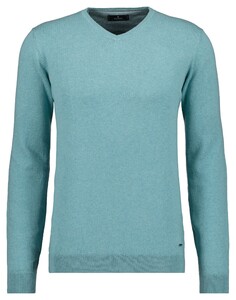 Ragman V-Neck Supersoft Cotton Cashmere Knitted Elbow Patches Trui Mint