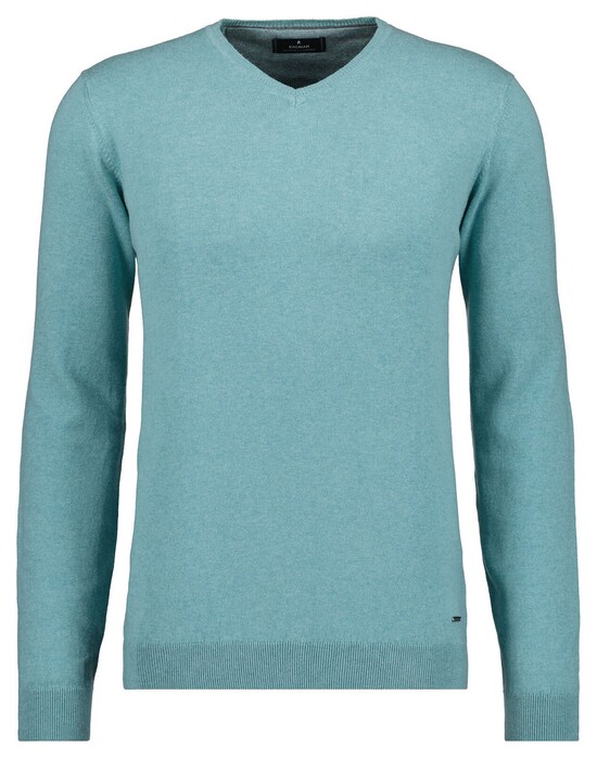 Ragman V-Neck Supersoft Cotton Cashmere Knitted Elbow Patches Trui Mint