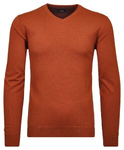 Ragman V-Neck Supersoft Cotton Cashmere Knitted Elbow Patches Trui Terra