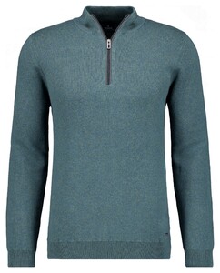 Ragman Zip Collar Cotton Cashmere Fine Texture Trui Donker Groen