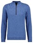 Ragman Zip Collar Cotton Cashmere Fine Texture Trui Duivenblauw