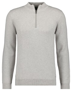 Ragman Zip Collar Cotton Cashmere Fine Texture Trui Licht Grijs