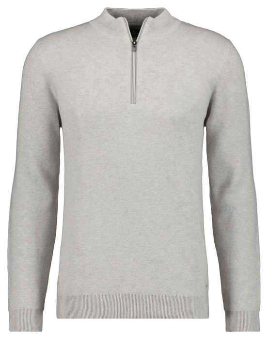 Ragman Zip Collar Cotton Cashmere Fine Texture Trui Licht Grijs