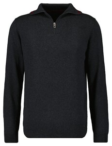Ragman Zip Collar Knitted Cotton Cashmere Trui Antraciet