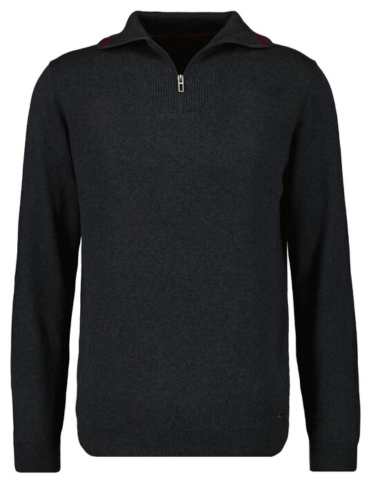 Ragman Zip Collar Knitted Cotton Cashmere Trui Antraciet