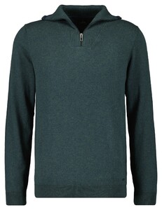 Ragman Zip Collar Knitted Cotton Cashmere Trui Donker Groen Melange