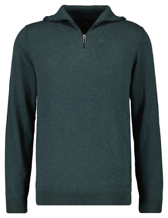 Ragman Zip Collar Knitted Cotton Cashmere Trui Donker Groen Melange