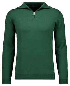 Ragman Zip Collar Knitted Cotton Cashmere Trui Donker Groen