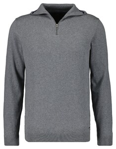 Ragman Zip Collar Knitted Cotton Cashmere Trui Grijs