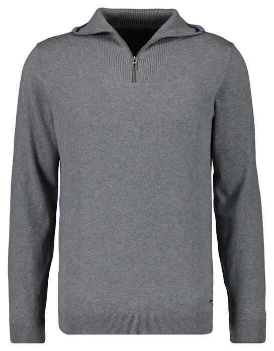 Ragman Zip Collar Knitted Cotton Cashmere Trui Grijs