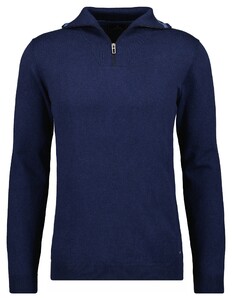 Ragman Zip Collar Knitted Cotton Cashmere Trui Marine