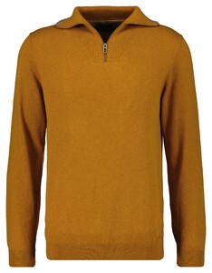 Ragman Zip Collar Knitted Cotton Cashmere Trui Pumpkin