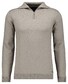 Ragman Zip Collar Knitted Cotton Cashmere Trui Taupe