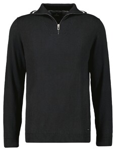 Ragman Zip Collar Knitted Cotton Cashmere Trui Zwart