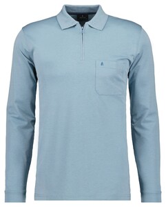 Ragman Zipper Softknit Polo Longsleeve Breast Pocket Poloshirt Mint