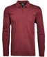 Ragman Zipper Softknit Polo Longsleeve Breast Pocket Terra Red