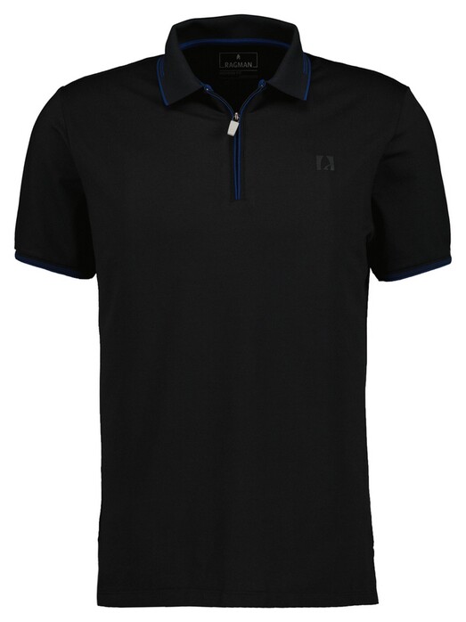 Ragman Zipper Tipping Keep Dry Finish Polo Zwart