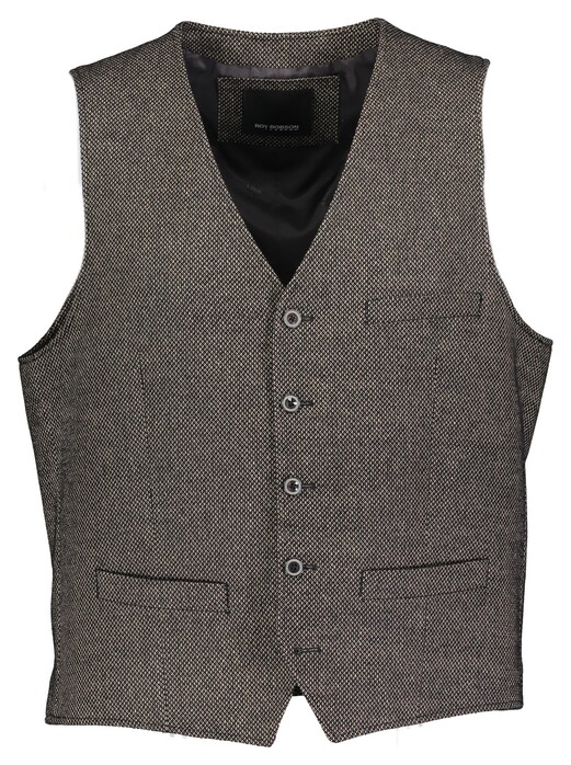 Roy Robson Allover Fine Pattern Texture Gilet Donker Bruin