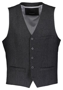 Roy Robson Allover Fine Pattern Texture Gilet Donker Grijs