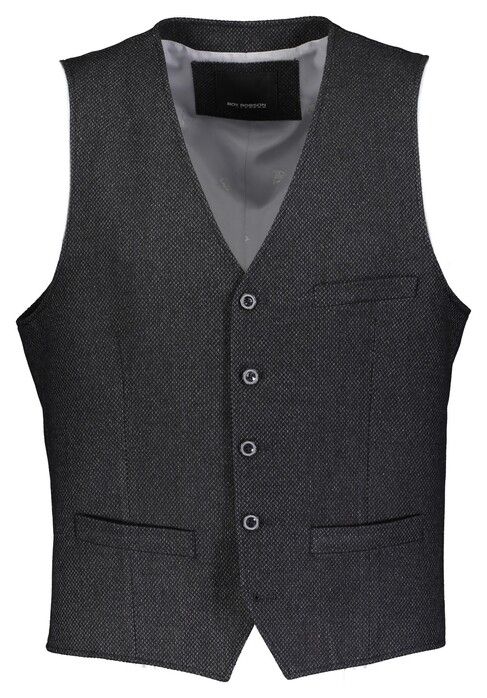 Roy Robson Allover Fine Pattern Texture Gilet Donker Grijs