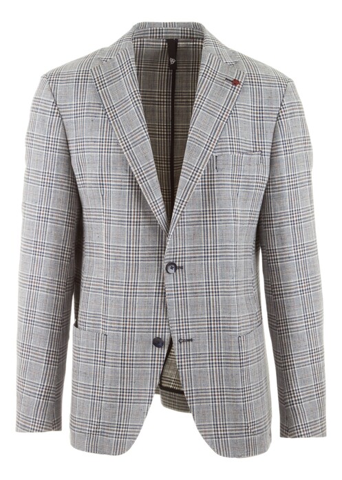 Roy Robson Blue-Brown Check Colbert Blauw