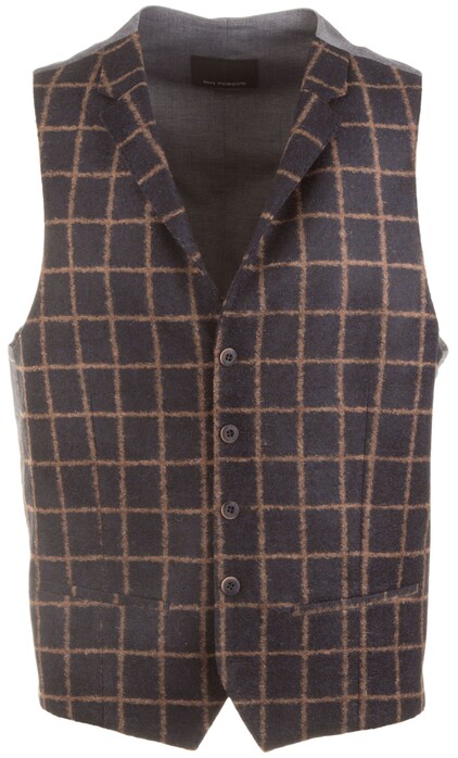 Roy Robson Blue-Brown Check Gilet Blauw-Bruin