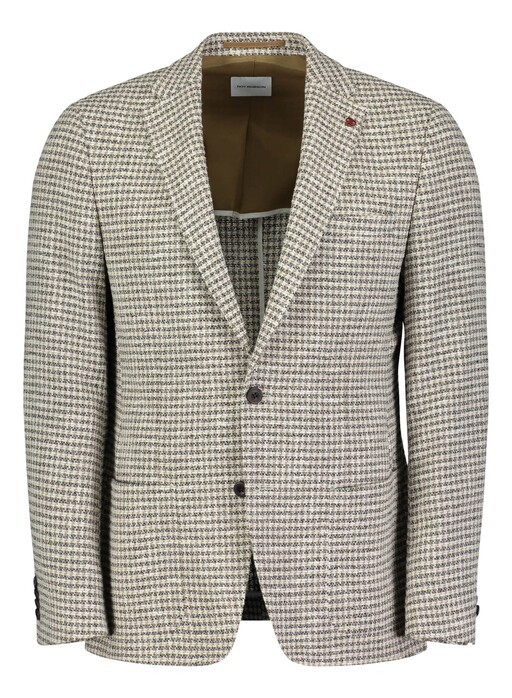 Roy Robson Cotton Blend Pied-de-Poule Colbert Licht Bruin