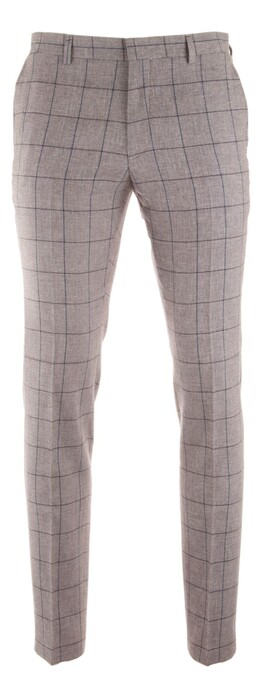 Roy Robson Cotton-Linen Blend Check Broek Beige