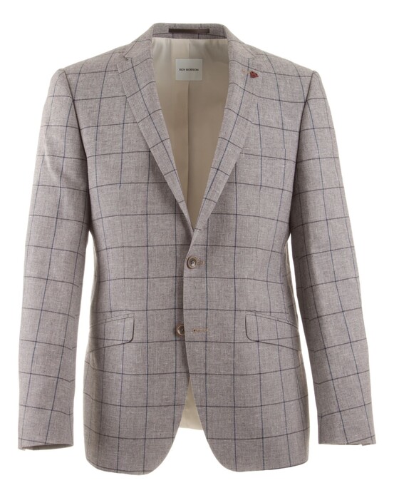 Roy Robson Cotton-Linen Blend Check Colbert Beige
