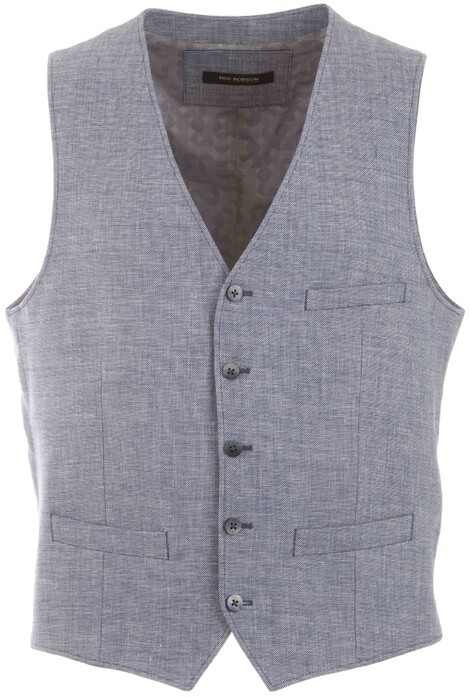 Roy Robson Faux Linen Structure Gilet Licht Blauw