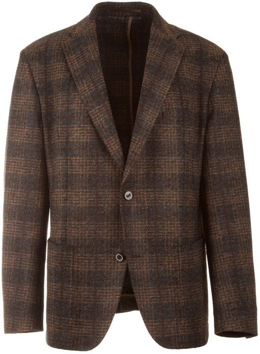 Roy Robson Interlocked Check Jacket Brown Melange Dark