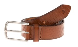 Roy Robson Leather Cut Line Belt Riem Cognac