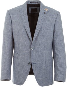 Roy Robson Linen Structure Check Colbert Blauw