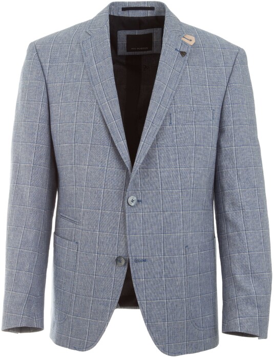Roy Robson Linen Structure Check Colbert Blauw