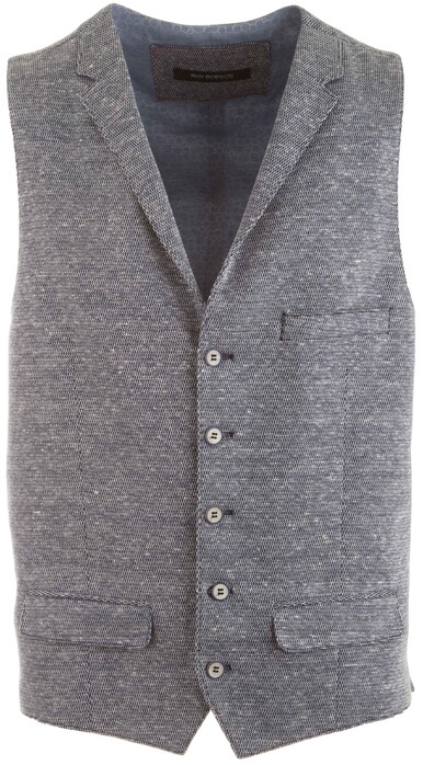 Roy Robson Piqué Structure Gilet Midden Blauw
