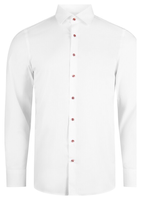 Roy Robson Slim Uni Color Contrast Buttons Shirt White